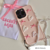 Pearly Hearts Phone Case - Pink