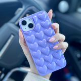 3D Hearts Phone Case - Deep Lilac