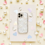 Pearly Hearts Phone Case - Clear