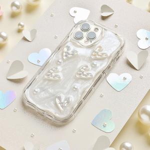 Pearly Hearts Phone Case - Clear