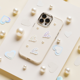 Pearly Hearts Phone Case - Nude