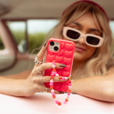 3D Hearts Phone Case - Hot Pink