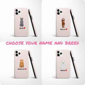 Personalised Love Heart Cat Phone Case - Choose Your Breed