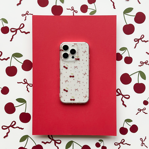 Clear Phone Case - Ditsy Bows & Cherries