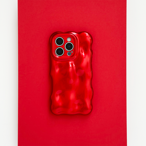 3D Bubble Phone Case - Cherry Red