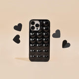 3D Hearts Phone Case - Glossy Black