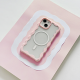 Wavy MAGSAFE® Clear Phone Case - Pink